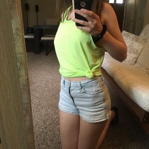 VS PINK neon open back twist tank